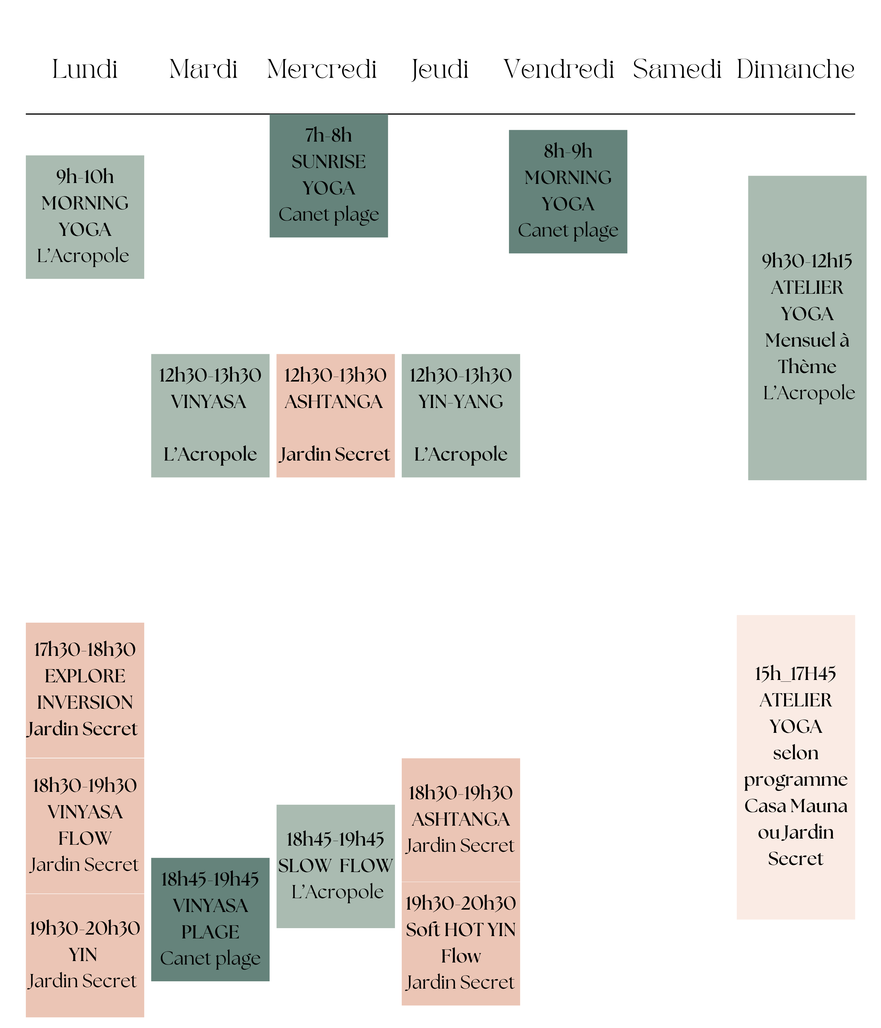 Planning Virginie Yoga 2026-2027